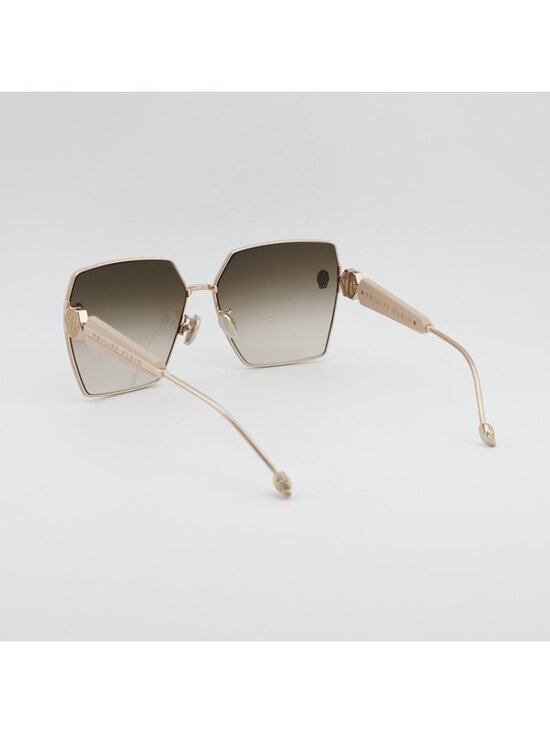 Philipp Plein SPP122S 0F47 Sunglasses Gold Square Frame, Brown Lenses main image 8
